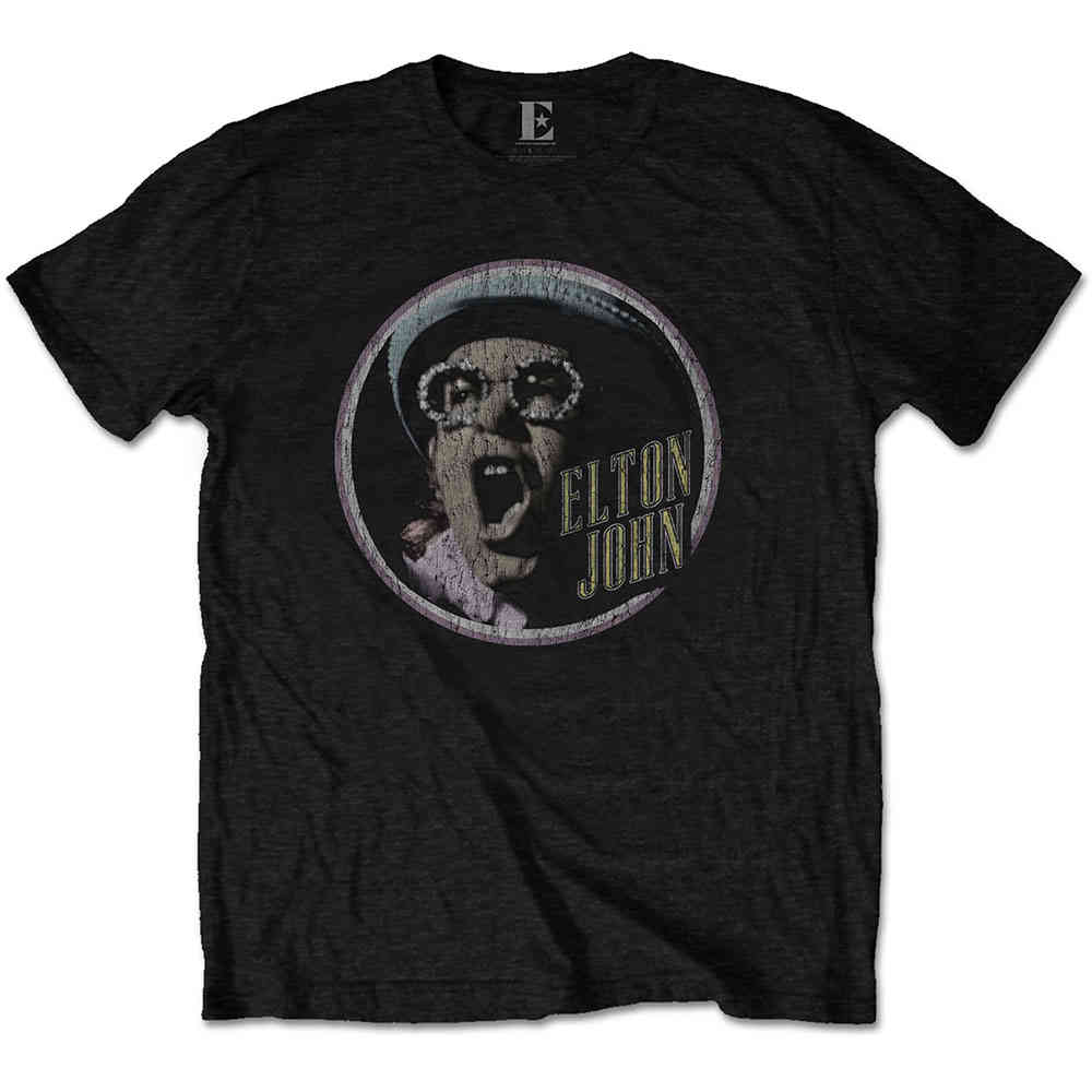 Elton John - Circle Heren Tshirt - Zwart